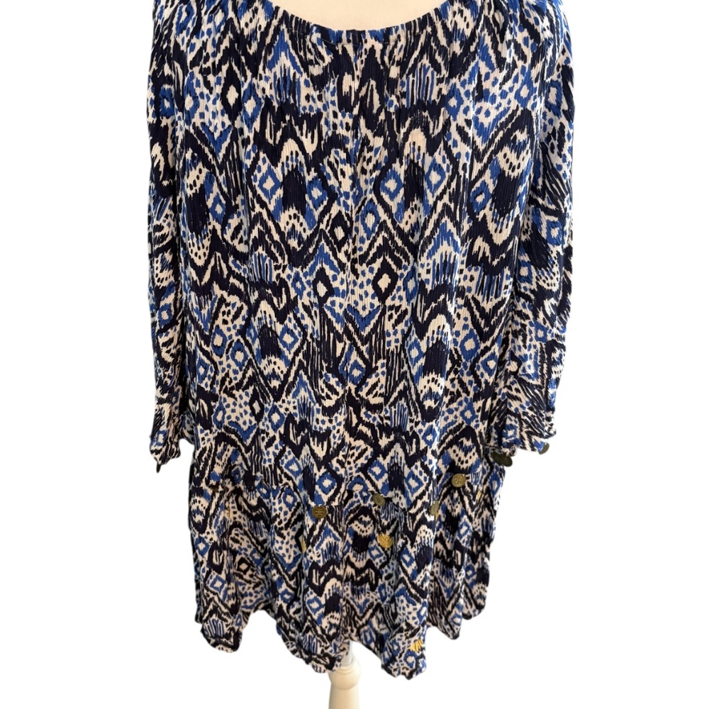 Lilly Pulitzer Delaney Tunic Dress Beckon Blue Off The Shoulder Resort Sz Medium - Picture 15 of 15